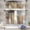 thumbnail image 1 of Brown Kitchen Curtains Grey Beige Window Curtains Valance and Tier Set, Modern Rod Pocket Short Tier Curtain, Abstract Art Small Cafe Curtains for Kitchen Decor 52" x 24", 1 of 1