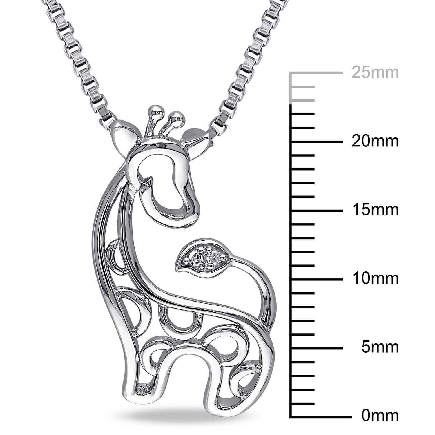 Pendentif animal de forme girafe Miabella avec accents de diamants en argent sterling, 18 po