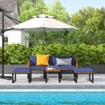 thumbnail image 1 of Costway 6pcs Patio Acacia Wood Conversation Sofa Seat Set Ottomans Table Outdoor Navy, 1 of 9