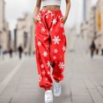 thumbnail image 2 of LUOGENLI Pantalon Décontracté pour Femme Pantalon Décontracté à Imprimé de Dessins Animés pour Dame Pantalon Décontracté en Coton Pantalon Décontracté à Jambe Grand pour Femmes Taille Extensible Rouge m, 2 of 4