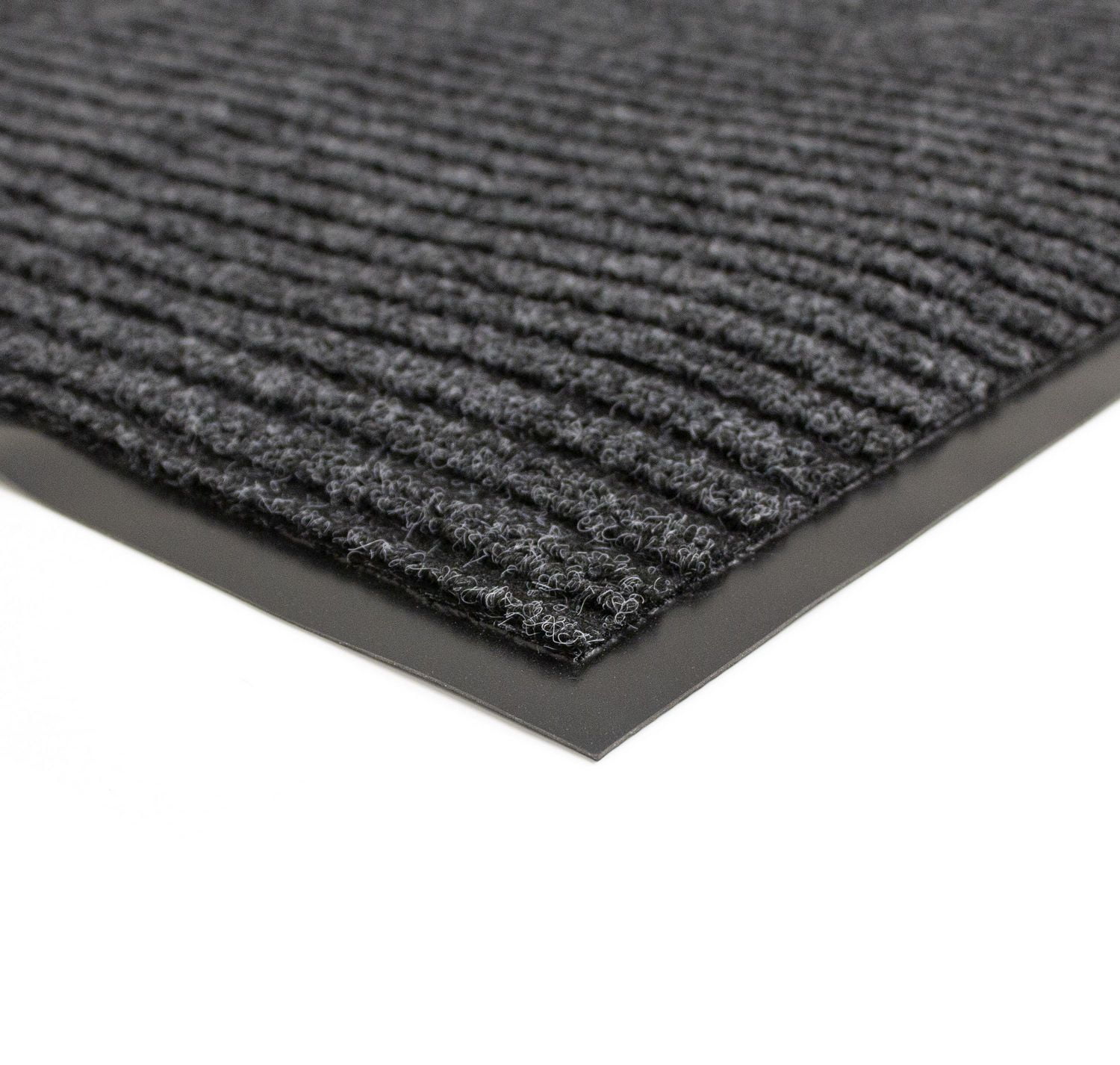 Mainstays Platinum Ribbed Heavy-Duty Indoor/Outdoor 2x4 Utility Runner, Vinyl Backing, Water-Resistant, Non-Slip, Black Onyx, Hallway, Mudroom, Garage
