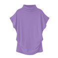 thumbnail image 1 of AMERTEER Blouse Décontractée en Coton à Manches Courtes et Col Roulé pour Femmes, Grande Taille, 1 of 5