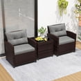 thumbnail image 2 of IdealHouse 3 Pieces Patio Furniture Set, PE Rattan Wicker 3 Pcs Outdoor Sofa Set w/Washable Cushion and Tempered Glass Tabletop, Conversation Furniture for Garden Poolside Balcony (Grey), 2 of 8