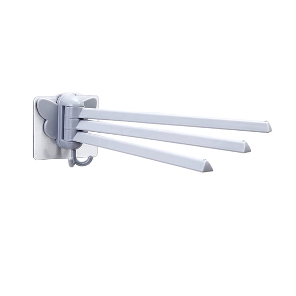 Hearth & Gear Rotating Towel Rack Swivel Towel Rack 3 Poles Towel Holder 180 Rotation Wall Mounted Punch Bathroom Bath Kitchen Dish Rag Utensil Holder Wardrobe Organizer White Glasses Stand Holder for