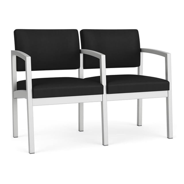 Lenox Steel Reception Waiting Room 2 Seats Chair / Silver Steel / Black