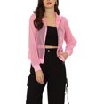 thumbnail image 4 of INSPIRE CHIC Veste à Poignets Côtelés pour Femmes Chandail à Capuchon Blouson Bomber en Maille TP Rose, 4 of 6