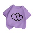 thumbnail image 3 of LUOGENLI T-Shirt pour Filles Enfant Filles Mignon Graphique Col Rond Manches Courtes Tee Été Décontracté T-Shirt Maxi Chemises pour Filles 2025 Vacances Violet 3-4 Ans, 3 of 5