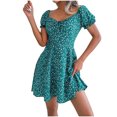 thumbnail image 2 of Jusqu'à 65 % de Réduction! Robes d'Été Mode pour Femmes 2024 Grande Taille Décontractée Manches Évasées Robe à Cordon avec Arrangements Floraux, 2 of 7