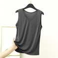 thumbnail image 2 of Oksale Débardeurs Modal pour Femmes Décontractés Doux Col Rond Sans Manches Haut d'Été Confortable Pyjamas Grande Taille pour la Maison 2026 Gris 4TG, 2 of 5