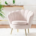 thumbnail image 2 of Heavenly Collections Modern Cream Velvet Accent Chair - Mid-Century Seashell Armchair with Gold Metal Legs - Ideal for Living Rooms & Reading Nooks, 2 of 5