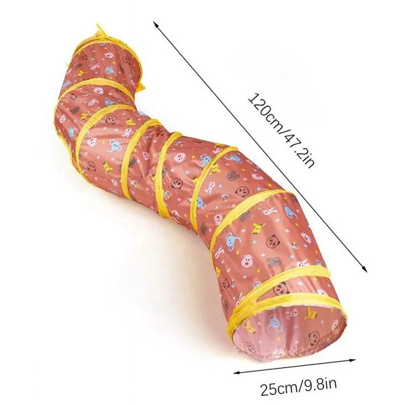 Pet Cat Tunnel S-shape Collapsible Hole Indoor Outdoor Tube Kitty Tunnel Cat Pet Toy Space-Saving Cat Training Toy Orange S shape As shown