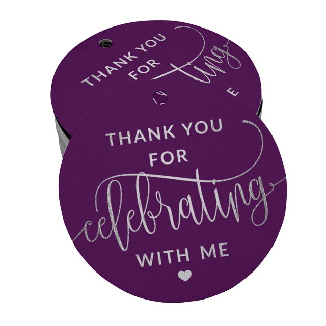 Inkdotpot Silver Foil Paper Hang Tag ThankYou For Celebrating With Me Birthday Favor Tag 100 Piece