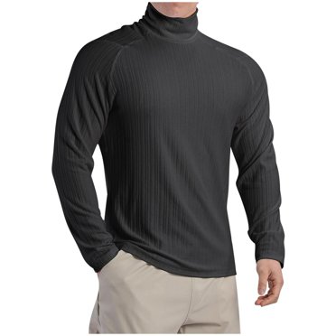 Gspmoly T-Shirts Chemises pour Hommes, T-Shirt à Col Montant avec Plis Manches Longues Amples Couche Intérieure Élastique Entraînement Haut à Manches Longues Homme Haut Liquidation Vente