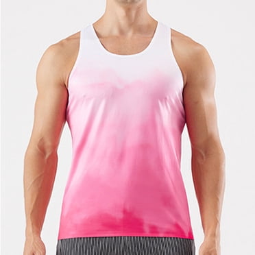 breaise Men's Tank Top Cotton Sleeveless Muscle Shirts Gym Workout Shirt Athletic Running Tee for Men Hot Pink S Fashion deals