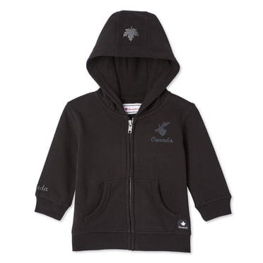 Haut à capuchon zippé sur la longueur Canadiana collection non genrée pour nourrissons