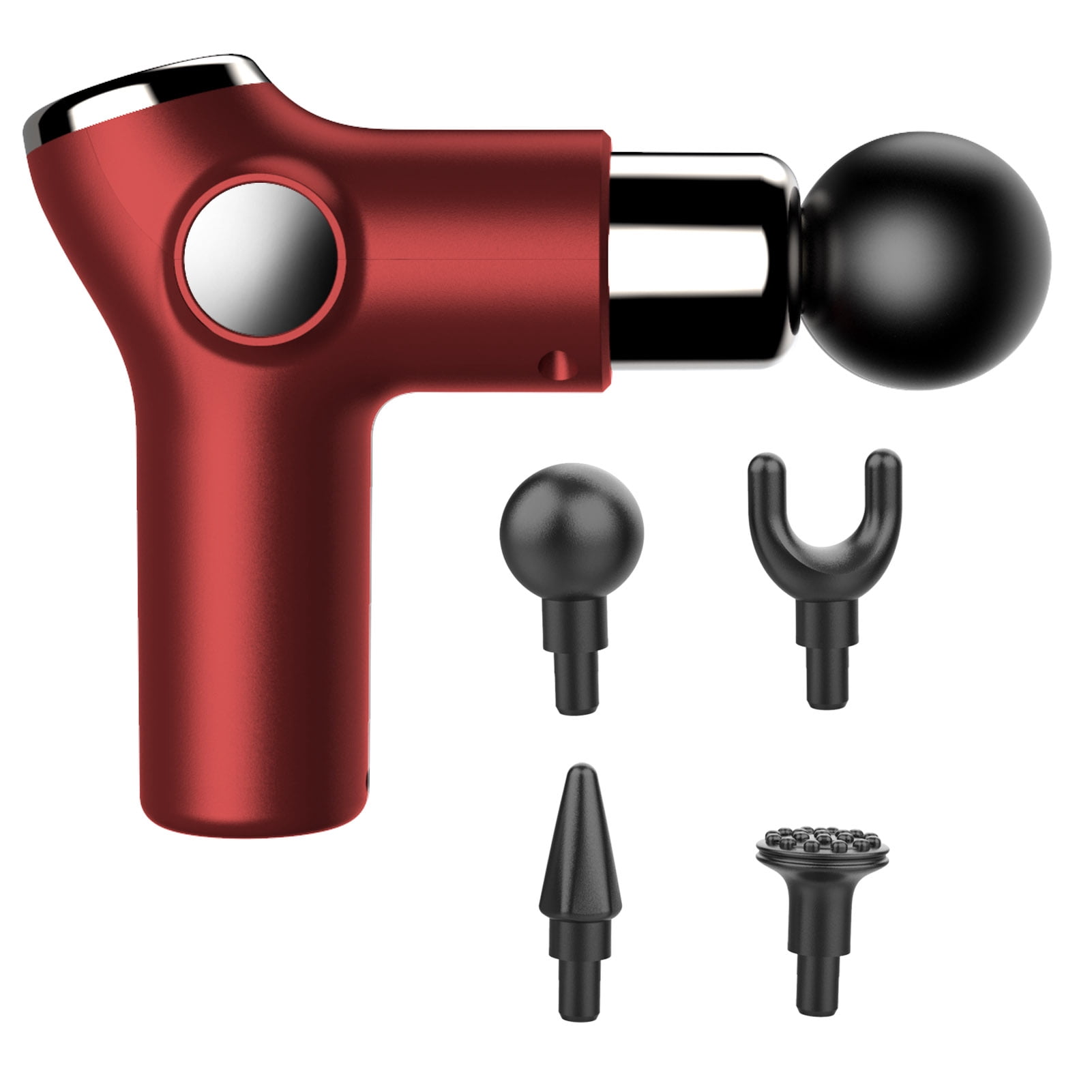 Zootealy Muscle Therapy Device for Athletes Body Muscle Massager Handheld Massager 6 Adjustable Strength Levels 4 Massage Heads, Red