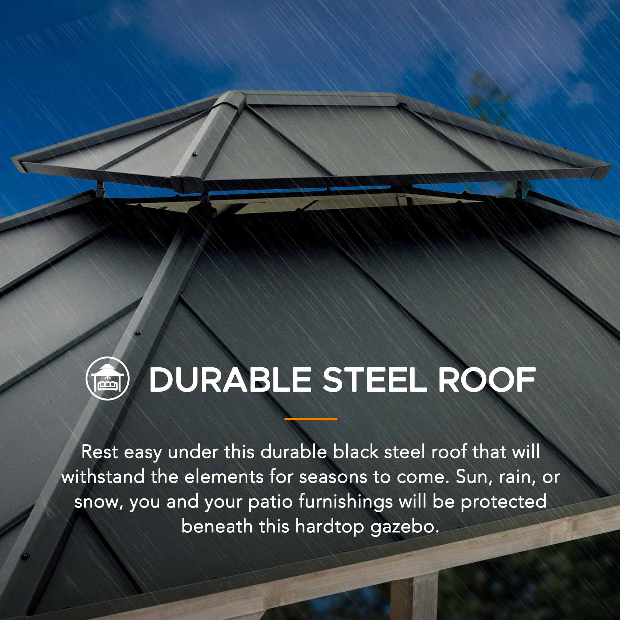 Sunjoy Gazebo Tonnelle 3 x 3.6 m d'extérieur à deux niveaux avec toit rigide Gazebo à structure en cèdre gris avec toit rigide en acier