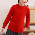 thumbnail image 2 of MeetoTime 4-18 Years Children's Knitted Undershirt Solid Color Thick Half High Neck Long Sleeved Pullover Top, 2 of 3