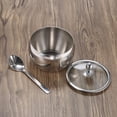 thumbnail image 4 of Zootealy High-end Durable Stainless Steel Sugar Bowl with Lid and Sugar Spoon Versatile Seasoning Container 1PCS, 4 of 7