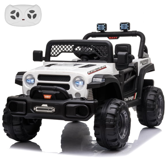 VOLTZ TOYS Jeep 12V Kids Ride On Car Toy with Open Doors, Working Searchlights, Parental Remote Control & LED Headlights - White