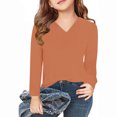 thumbnail image 2 of vdgthytj Toddler Boys Girls Long Sleeve T-Shirts Kids V Neck Solid Color Color Basic Tops Fall Spring Outfit Blouse, 2 of 5