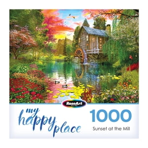 RoseArt - Lieux favoris 1000-Piece - Coucher de soleil au moulin- Puzzle d'enclenchement pour adultes