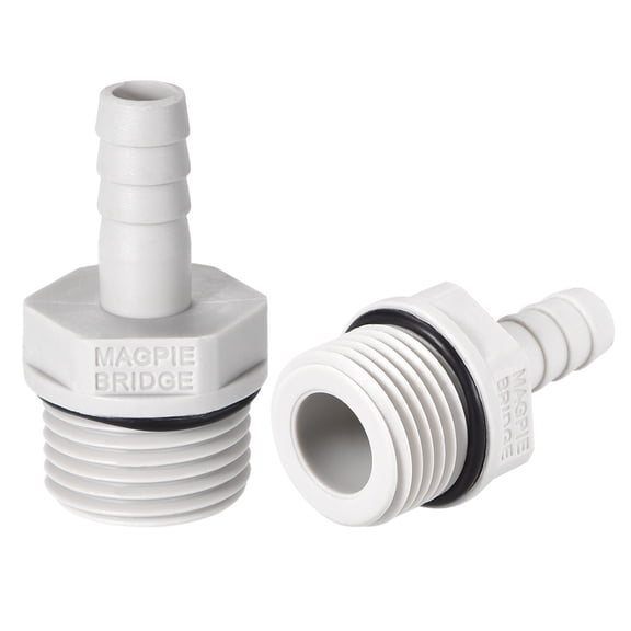 Unique Bargains PVC Barb Hose Fitting Adapter 8mm or 5/16' Barbed x 1/2' G Male Pipe 2pcs