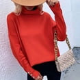 thumbnail image 4 of Yuyuzo Womens Sweater Long Sleeve Pullover Turtleneck Tops with Button Cuff Winter Fall Casual Solid Color Sweaters, 4 of 6