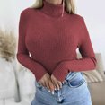 thumbnail image 2 of hoksml Women's Turtleneck Sweater Base Solid Color Slim Fit Knit Pullover Fashion Soft Layering Essential for Winter, 2 of 5