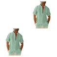 thumbnail image 4 of pitrice Men Shirt Casual Short Sleeve Breathable Replacement Button Down Solid Color Fashionable Home Dating Shirts Top Green M 2Set, 4 of 6