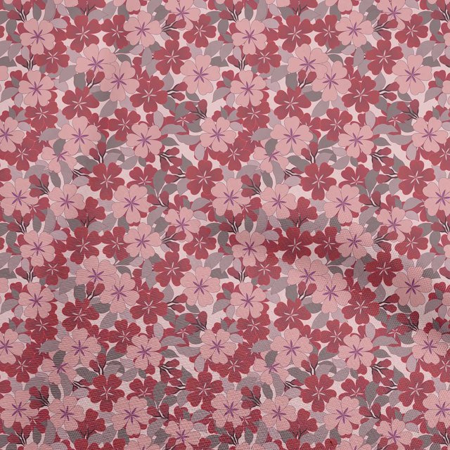 oneOone Tissu en Coton Flex Rouge Floral Rétro Tissu pour Robe Tissu Imprimé au Mètre 40 Pouces de Large