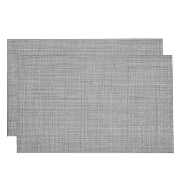 Unique Bargains Place Mats, 450x300mm Table Mats Pack of 2 PVC Washable Woven Placemat Gray