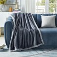 thumbnail image 2 of Cozy Tyme T173-20DGC-UE Couverture en Flanelle Réversible Sherpa 50 x 60 Po, Gris Foncé, 2 of 7
