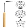 thumbnail image 1 of YOPTOP Ensemble de 4 Moules à Gaufres en Métal avec Poignée en Bois Outil Durable pour Rosette Biscuits Étoile Fleur Cercle Accessoires de Cuisine pour Pâtisserie Cuisson, 1 of 8