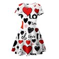 thumbnail image 1 of LUOGENLI Robe Fillette Tout-Petits Manches Courtes Imprimés Robe Princesse Danse Fête Robes Vêtements Jupe Maxi Ensemble Volant Rouge 7-8 Ans, 1 of 3