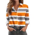 thumbnail image 2 of cfhntfmh Womens Color Block Shirts Soft Collared Long Sleeve Loose Buttons down Blouses Casual Fall Tunic Tops, 2 of 4