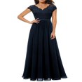thumbnail image 1 of Robe Maxi de Bal pour Femmes en Dentelle Patchwork Dos Nu à Col en V Élégante Robe de Soirée Cocktail, 1 of 6