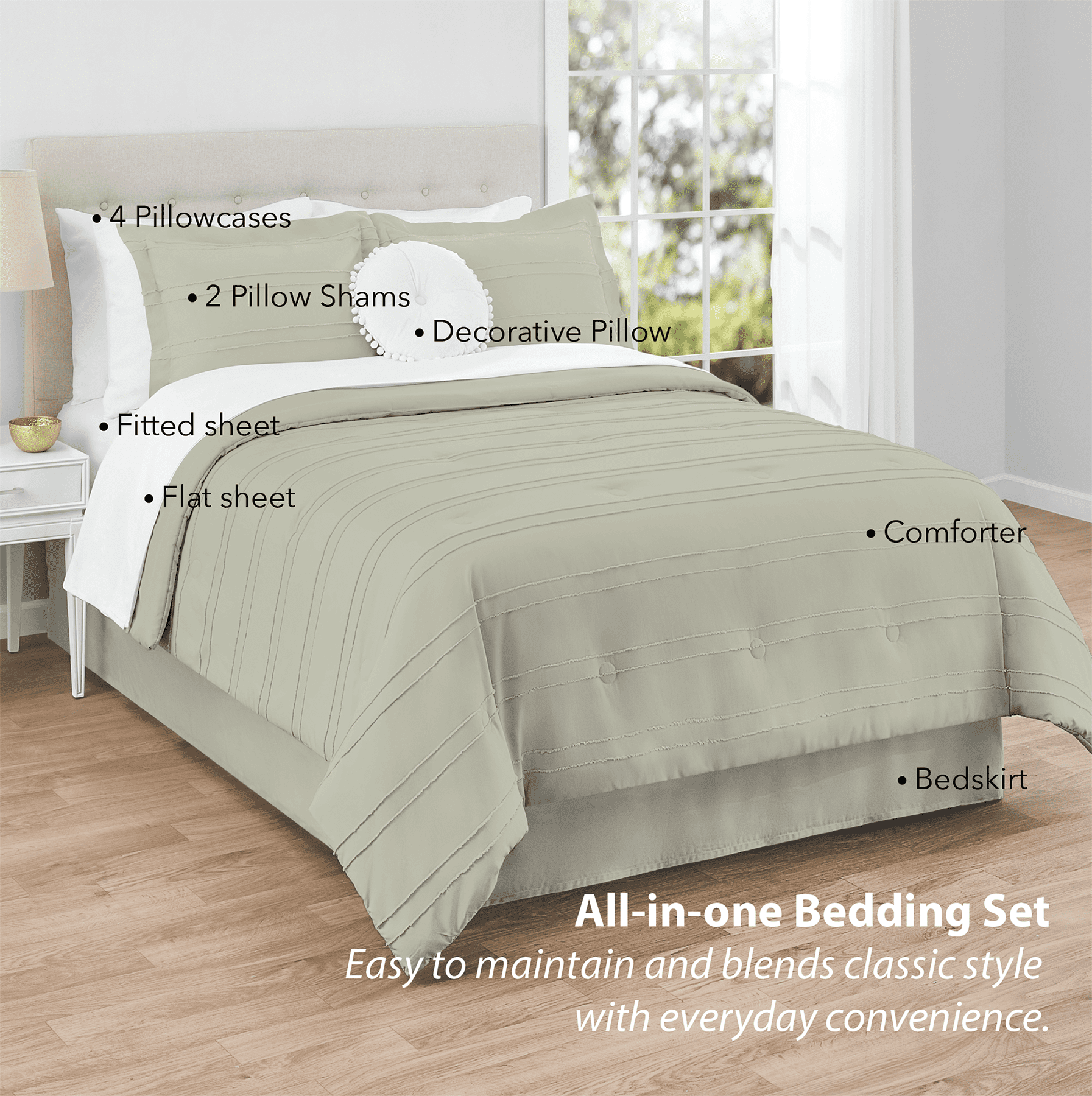 Mainstays Ensemble de lit 11 pieces Soft Sea, double