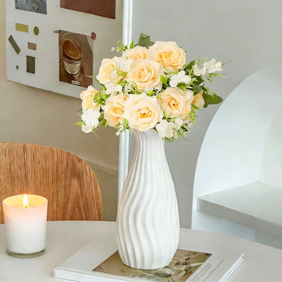 Lunxisen 4 Pcs Artificial Silk Rose Bouquet Home Decor Centerpiece for Wedding Party Table Arrangement