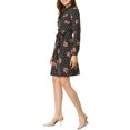thumbnail image 4 of Allegra K Robe-Chemise à Fleurs pour Femme à Revers, Boutonnée, avec Ceinture, TG Noir Rouge, 4 of 8