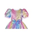 thumbnail image 4 of Girls Dress Sequin Shiny Rainbow Color Puffy Ruffle Bud Short Sleeve 6 Years, 4 of 6