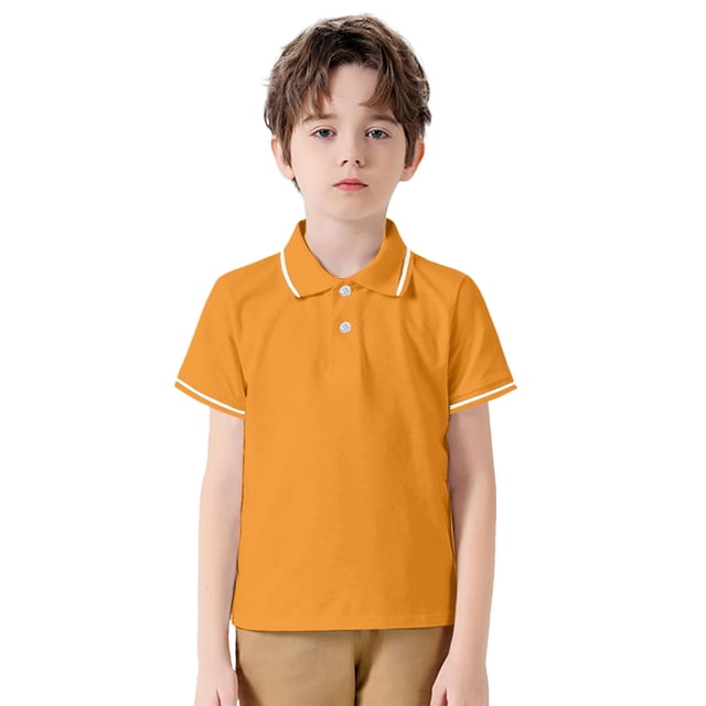 Chemises Garçons Manches Courtes Décontracté Polo Uni Jaune 11-12 Ans