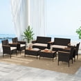 thumbnail image 1 of Gymax 8 Piece Outdoor Patio Rattan Furniture Set Rattan Conversation Set w/ Chairs & Loveseat, 1 of 10