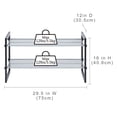 thumbnail image 3 of Mainstays Two-Tier Stackable Shoe Rack, Mesh Silver Shelves with Brown Wood Frame, Stackable, 3 of 9