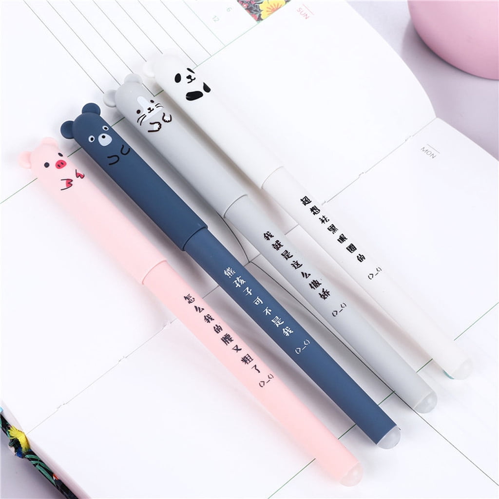 Infidev Gel Ink Pens, 0.35mm Fine Point, Blue Ink, Cute Ballpoint Pens for Students, Multicolor Designs, 14.5cm Length Clearance