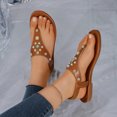 thumbnail image 4 of LSLJS Glamorous Outdoors T-strap Flat Sandals for Women Rhinestone Decor Plain PVC Toe Post Thong Sandals, Womens Flip Flops, 4 of 9