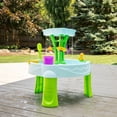 thumbnail image 2 of Table d'eau Step2 Spring Time Splash pour enfants, table sensorielle extérieure pour enfants, à partir de 1,5 ans, ensemble de 8 accessoires de jeu d'eau, bleu et vert, 2 of 9