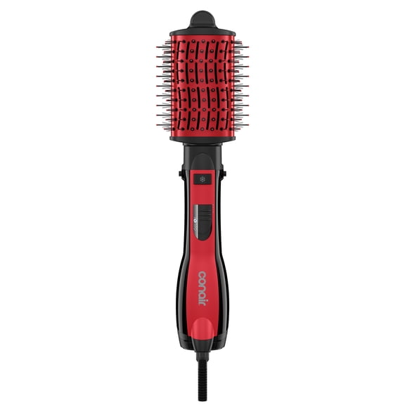 Infinitipro by Conair All‑in‑One Dryer Brush Set, Tourmaline Ceramic, Ionic Technology, Red/Black, Gift for Her, 1 Pk