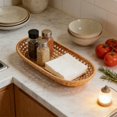 thumbnail image 3 of A Small Wicker Basket Rattan Woven Basket For Storing Bread Fruit Snacks Kitchen Restaurant Outdoor Use Decorative Wood Grain Natural Touch Tray For Keys Wallets Phones, 3 of 7