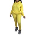 thumbnail image 1 of MAWCLOS Ensemble de Jogging à Capuchon Coupe Ample pour Femmes, Course avec Poches, Ensembles de Détente Jaune 2TG, 1 of 4